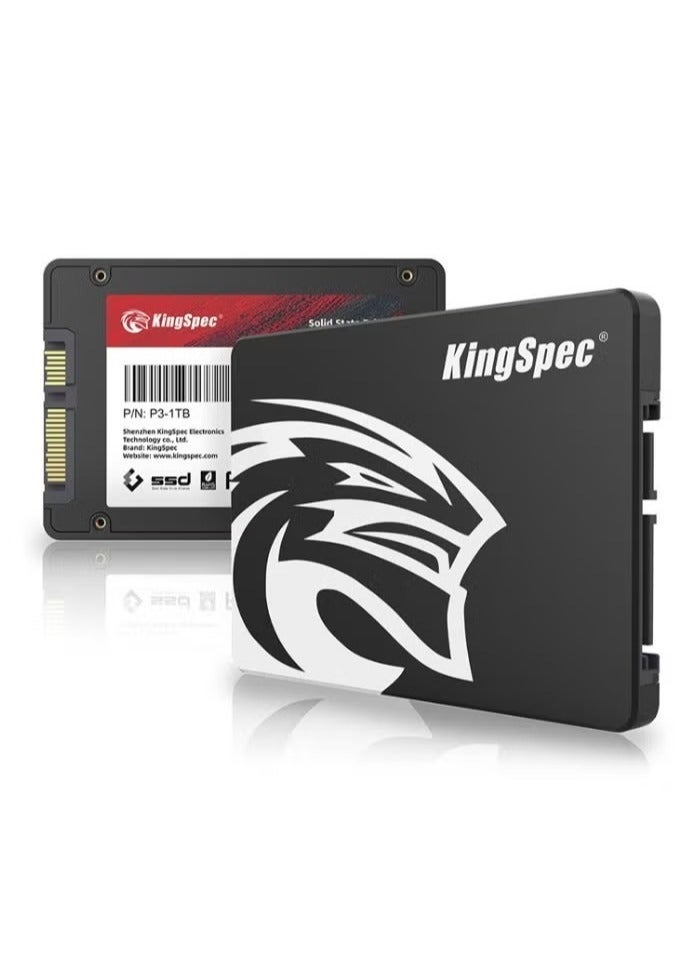 كينجس بيك محرك أقراص الحالة الصلبة KingSpec P3 مقاس 2.5 بوصة SATA بسعة 1 تيرابايت لأجهزة الكمبيوتر المكتبية والمحمولة وأجهزة PS5 وXbox، مقاوم للصدمات والاهتزازات، بتقنية 3D NAND - Image 1
